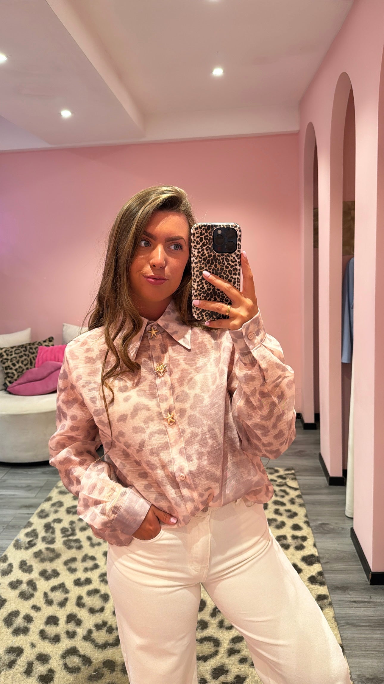 Leopard Blouse Roze