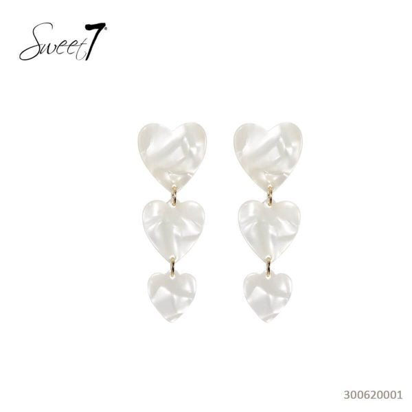 Earrings 3 Hearts Off White