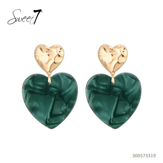 Earrings Hearts Green