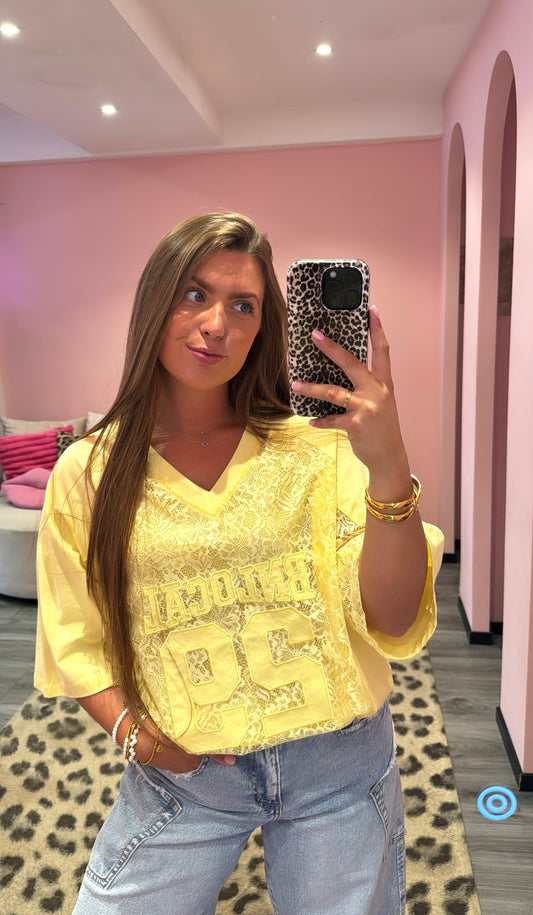Baseball Lace Top Geel