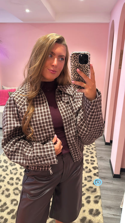 Checkered Bomber Bruin/Roze