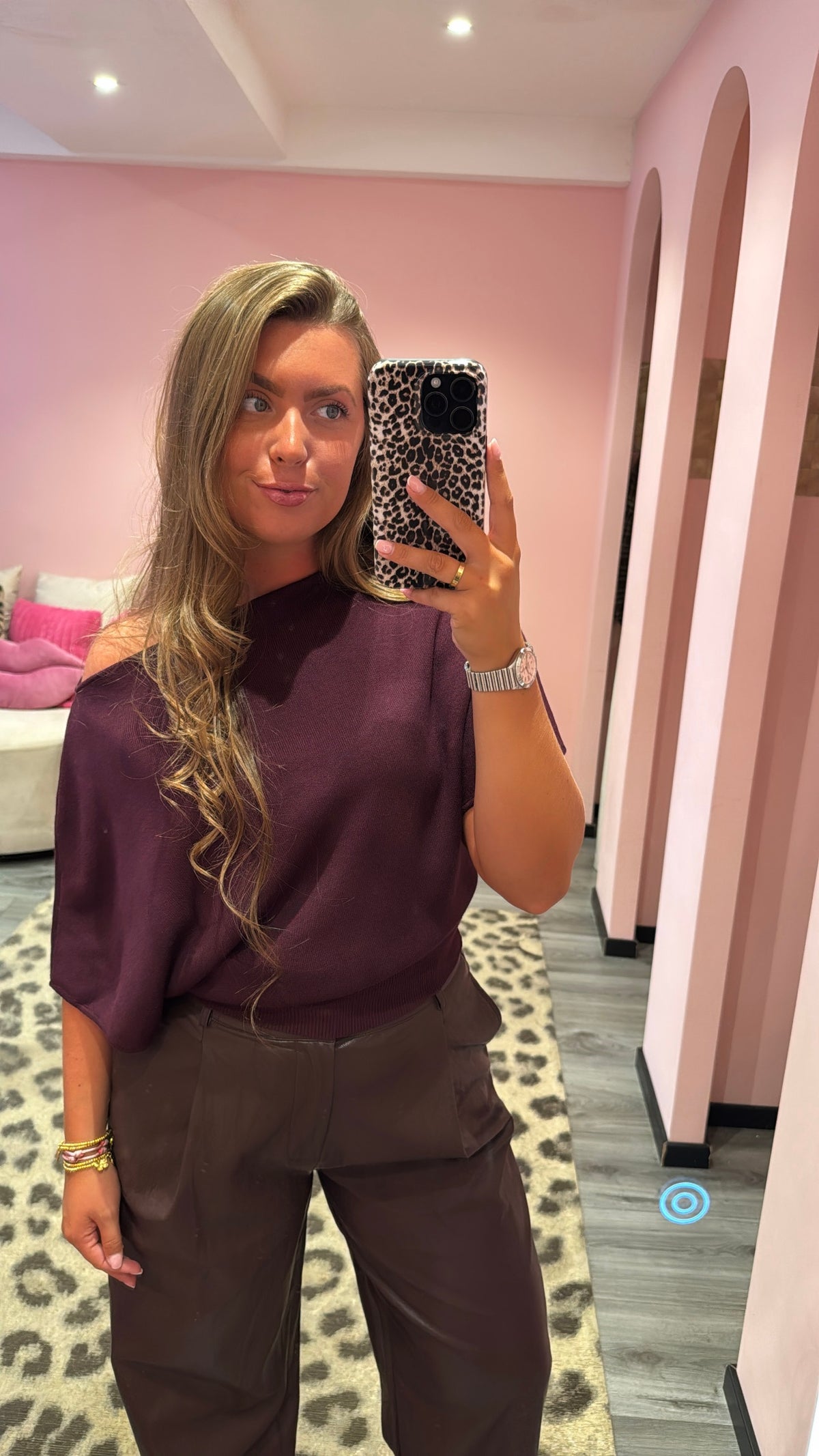 Livia Off Shoulder Knit Top Aubergine 5082