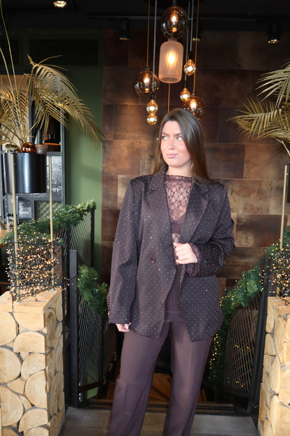 Blazer Met Strass Bruin