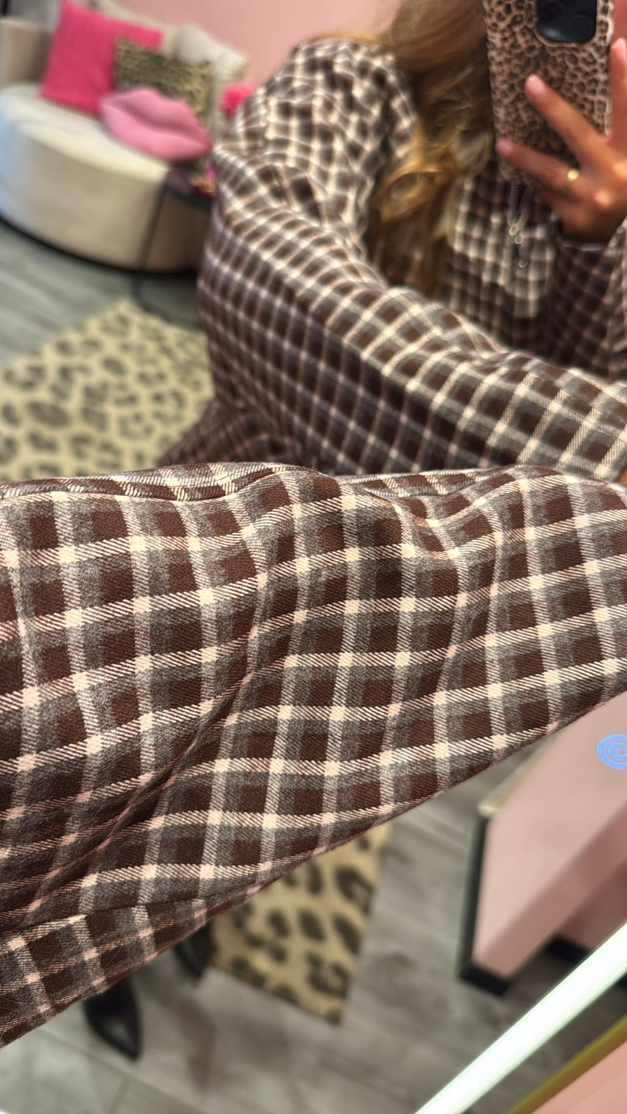 Checkered Bomber Bruin/Roze