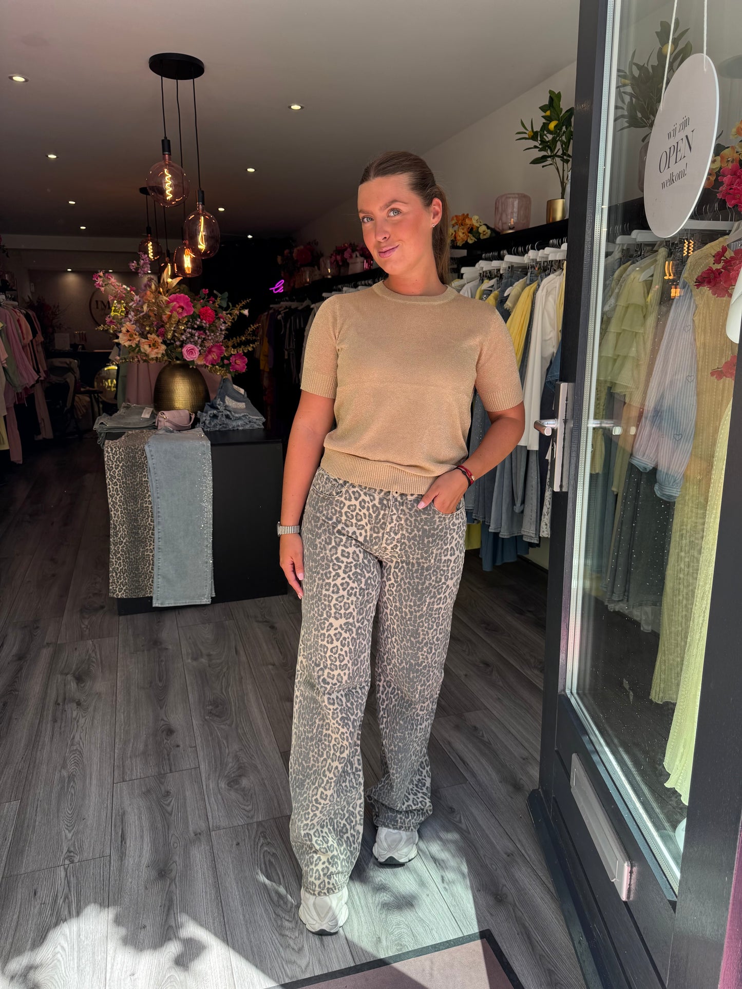 Leopard Wide Leg Jeans