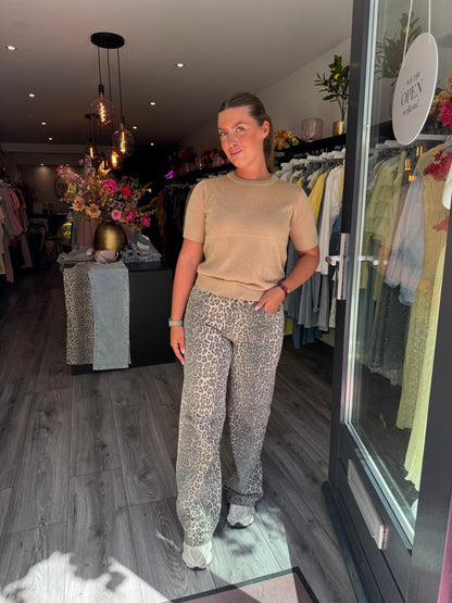 Leopard Wide Leg Jeans