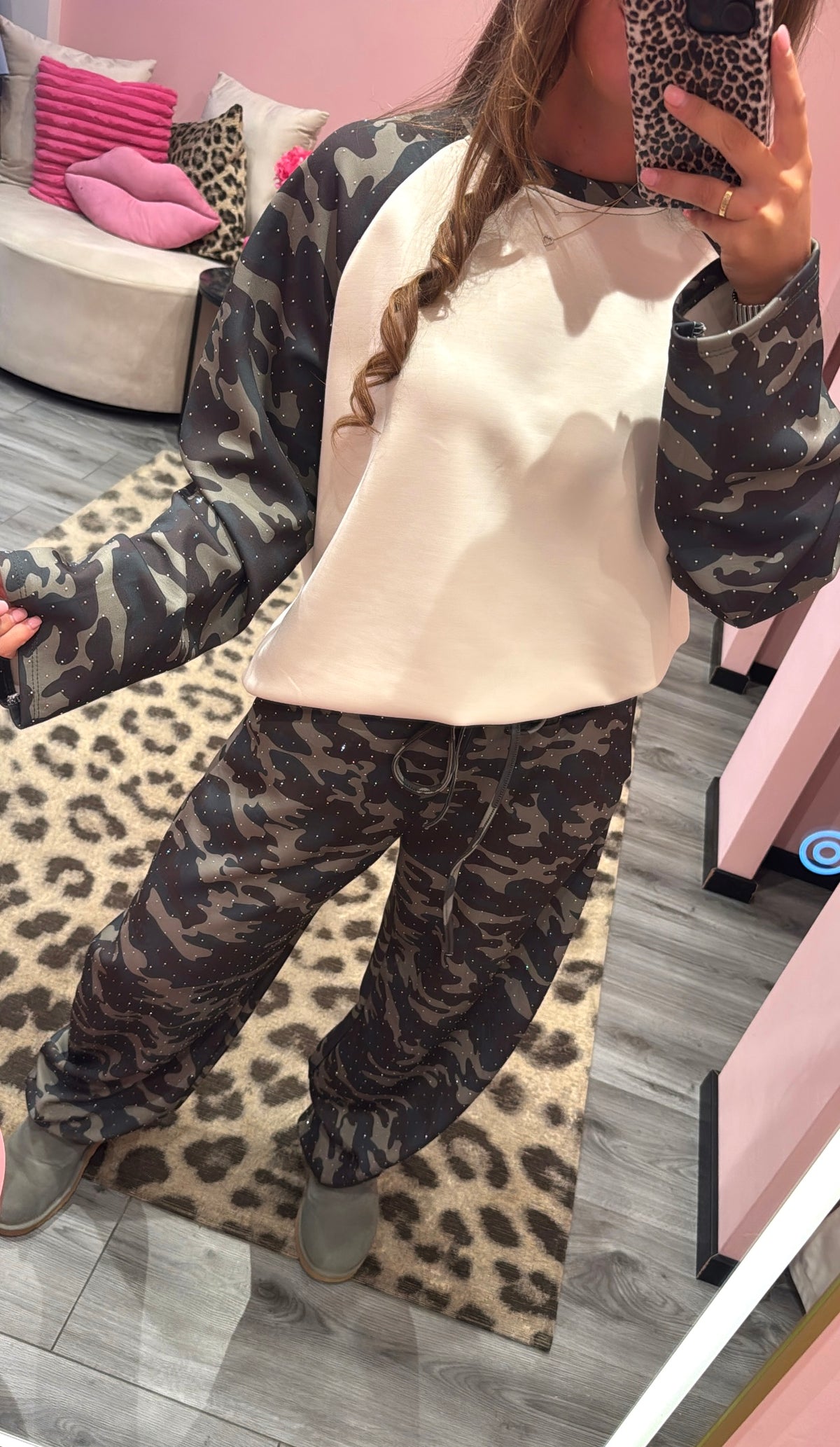 Comfy Chic Set Camouflage Strass