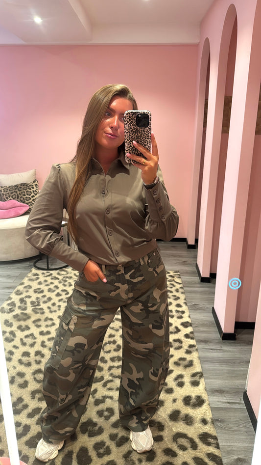Camouflage Balloon Jeans 12259 Army Green