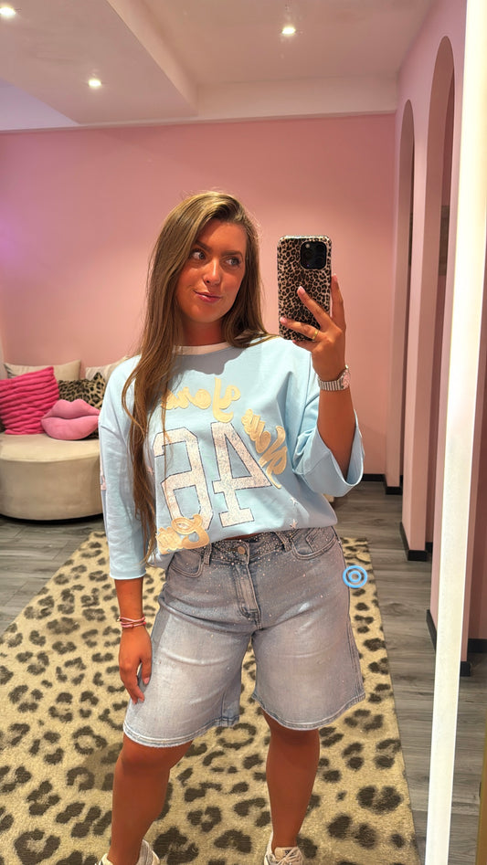Baseball T-Shirt Saint Tropez Licht Blauw