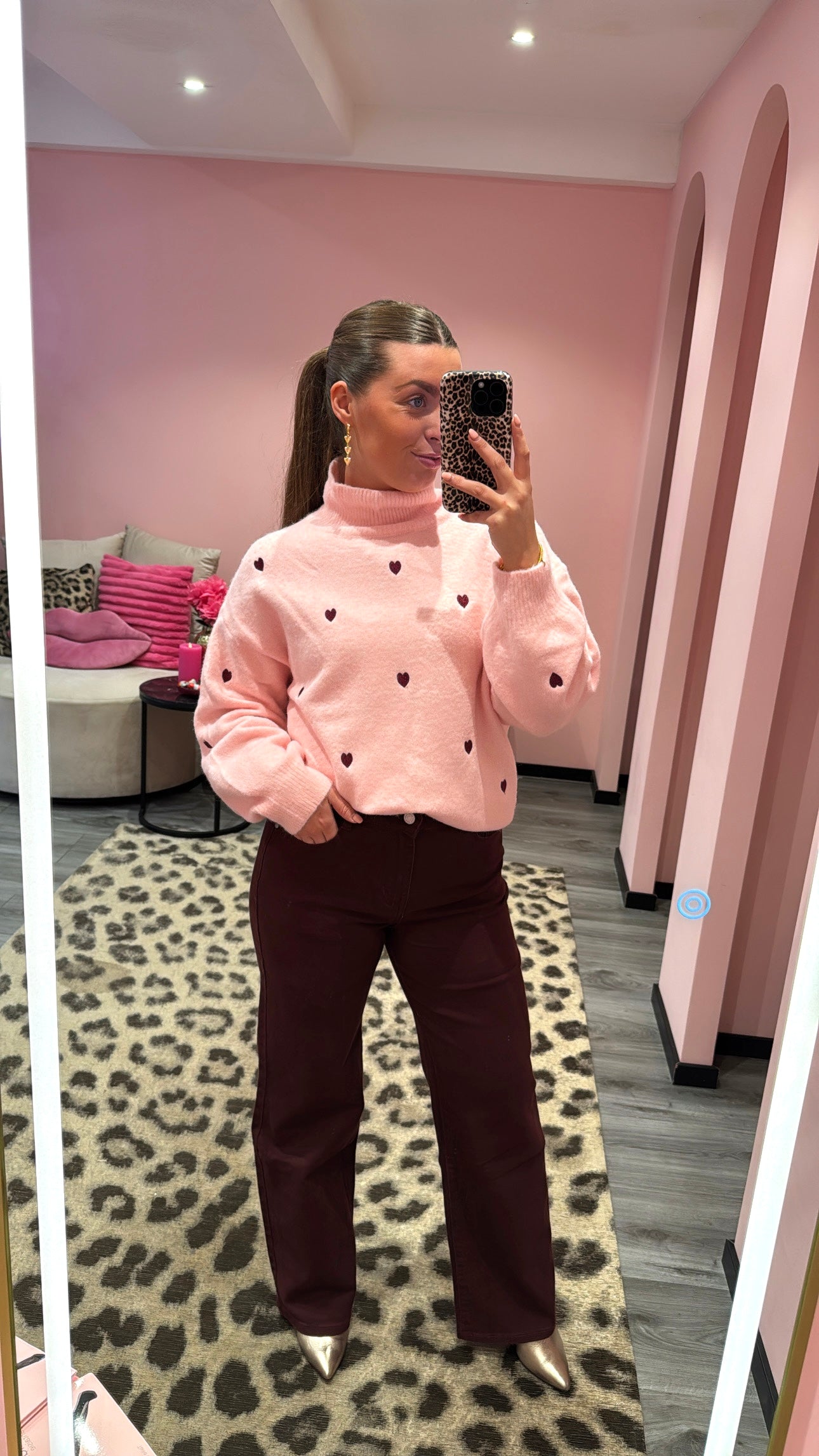 Wide Leg Jeans Bordeaux 0128