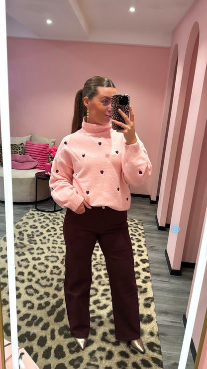 Wide Leg Jeans Bordeaux 0128