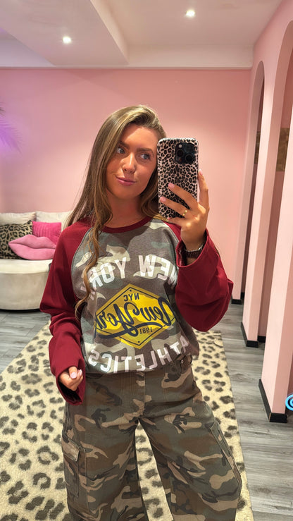 Camouflage Longsleeve New York Bordeaux