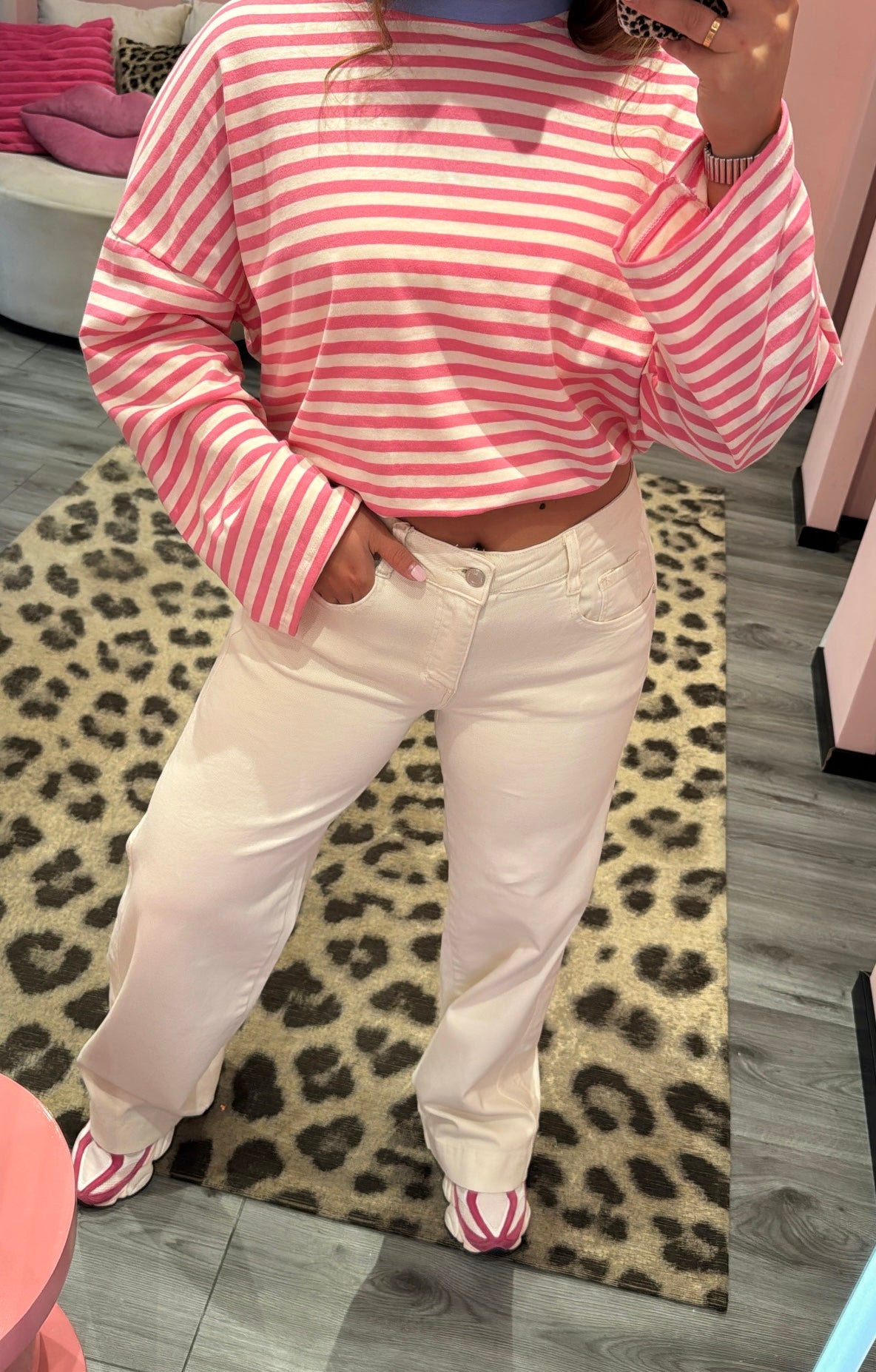 Wide Leg Jeans Beige 78335