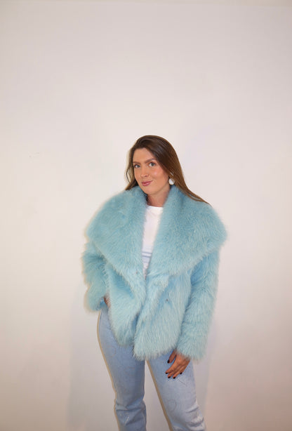 Faux Fur Coat Turquoise