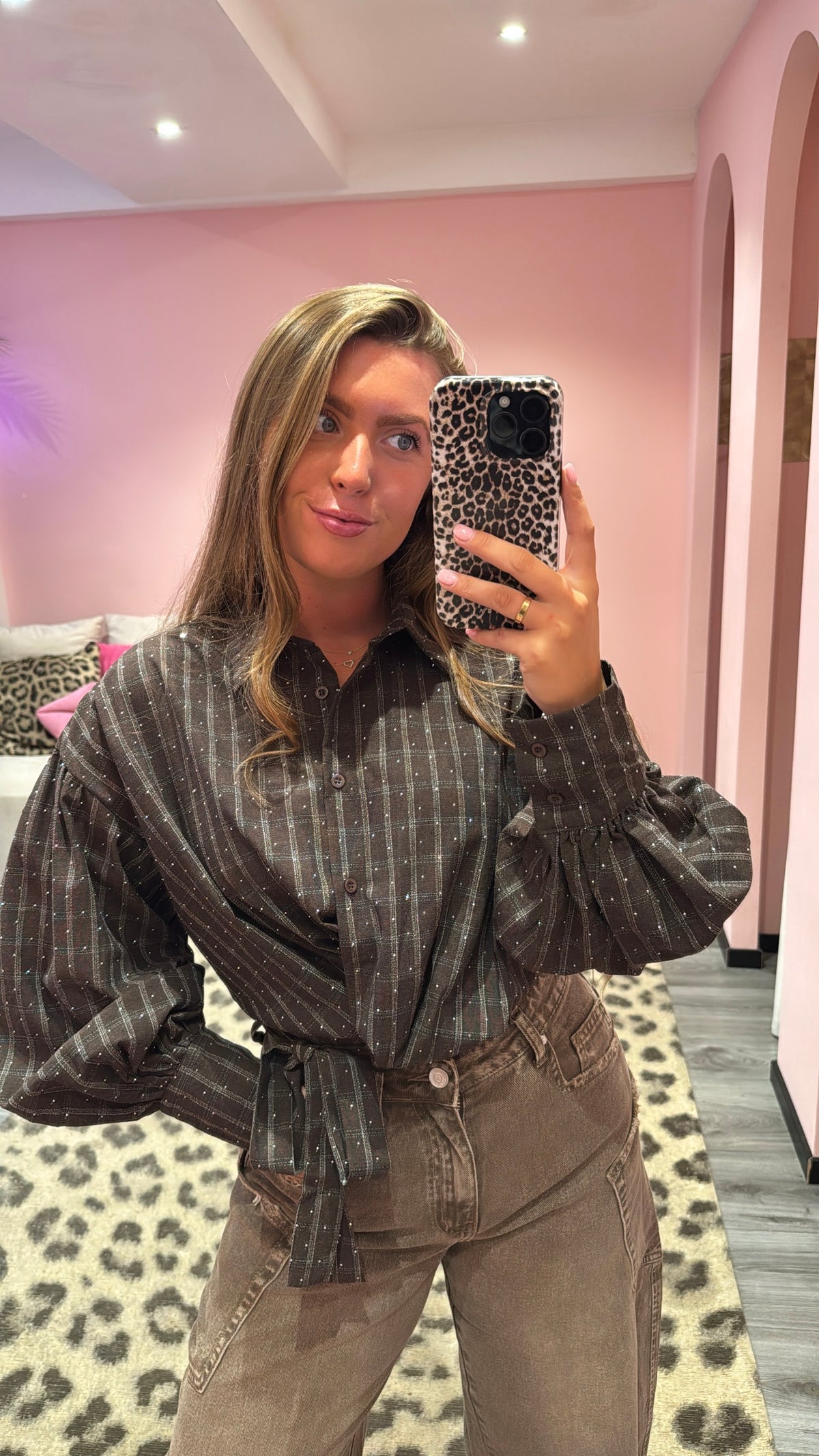 Blouse Céline Strass Bruin 9091-1