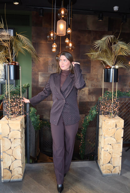 Blazer Met Strass Bruin