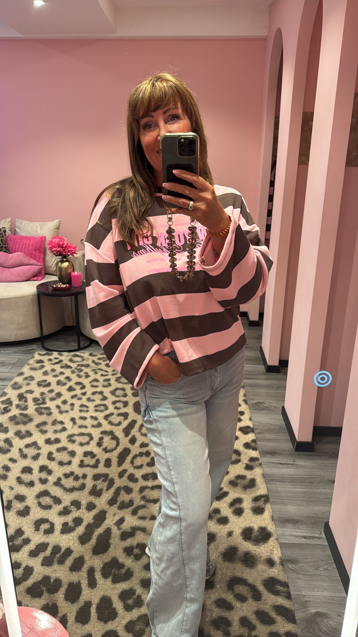 NYC  Longsleeve Bruin/Roze