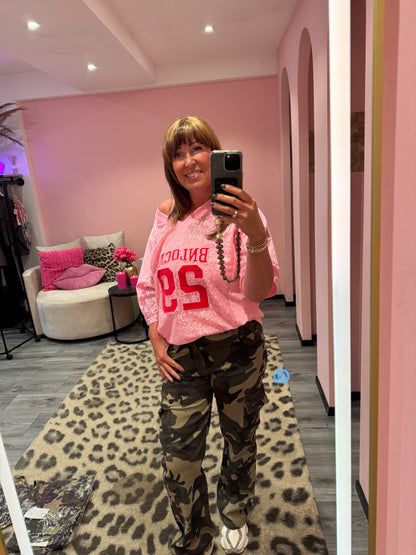 Baseball Lace Top Roze