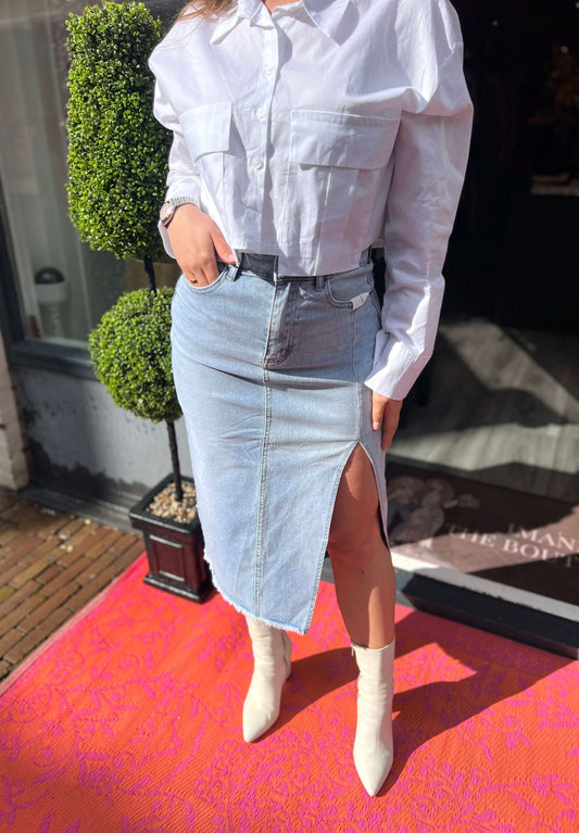 Denim Split Skirt 