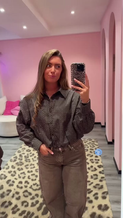 Sparkle Check Blouse Bruin