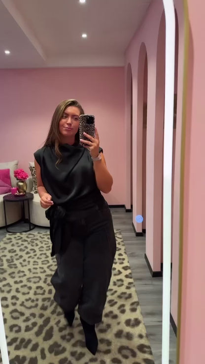 Amélie Satin Top Zwart