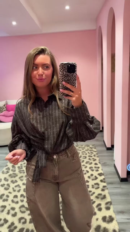 Blouse Céline Strass Bruin 9091-1