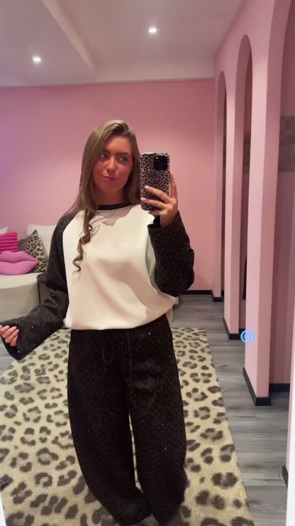 Comfy Chic Set Bruin Leopard Strass