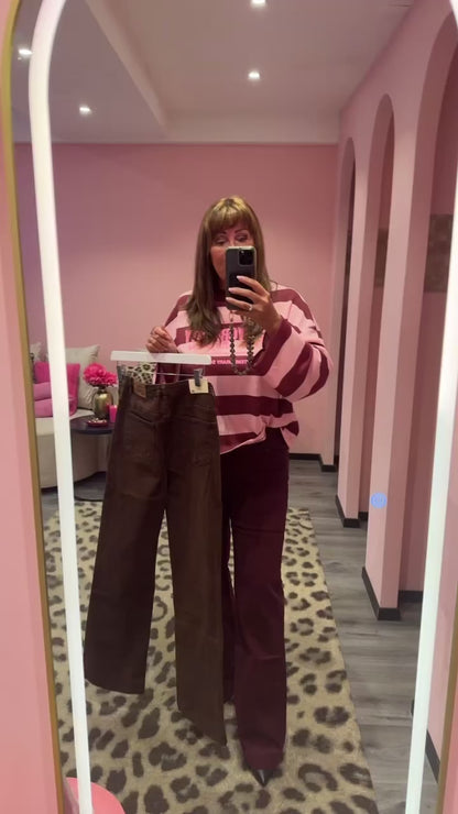 Wide Leg Jeans Bordeaux 6881X3