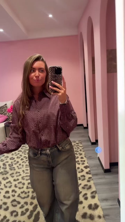 Sparkle Check Blouse Bordeaux