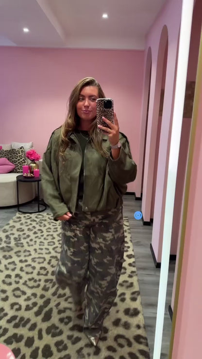 Sage Suedine Jacket Army Groen