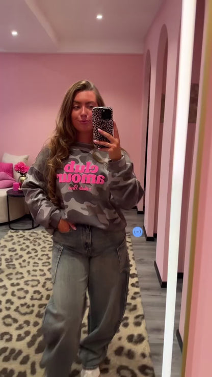 Club Amour Sweater Camouflage Grijs