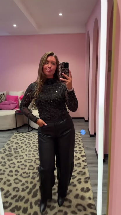 Mia Strass Top Zwart 761