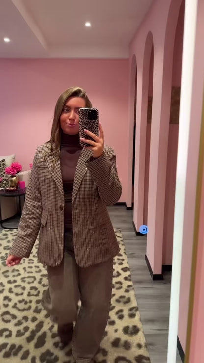 Sparkle Check Blazer Bordeaux