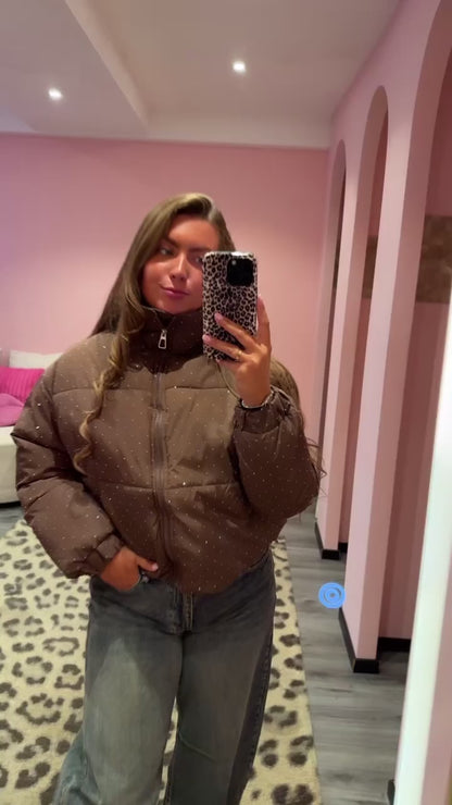 Strass Puffer Jacket Bruin